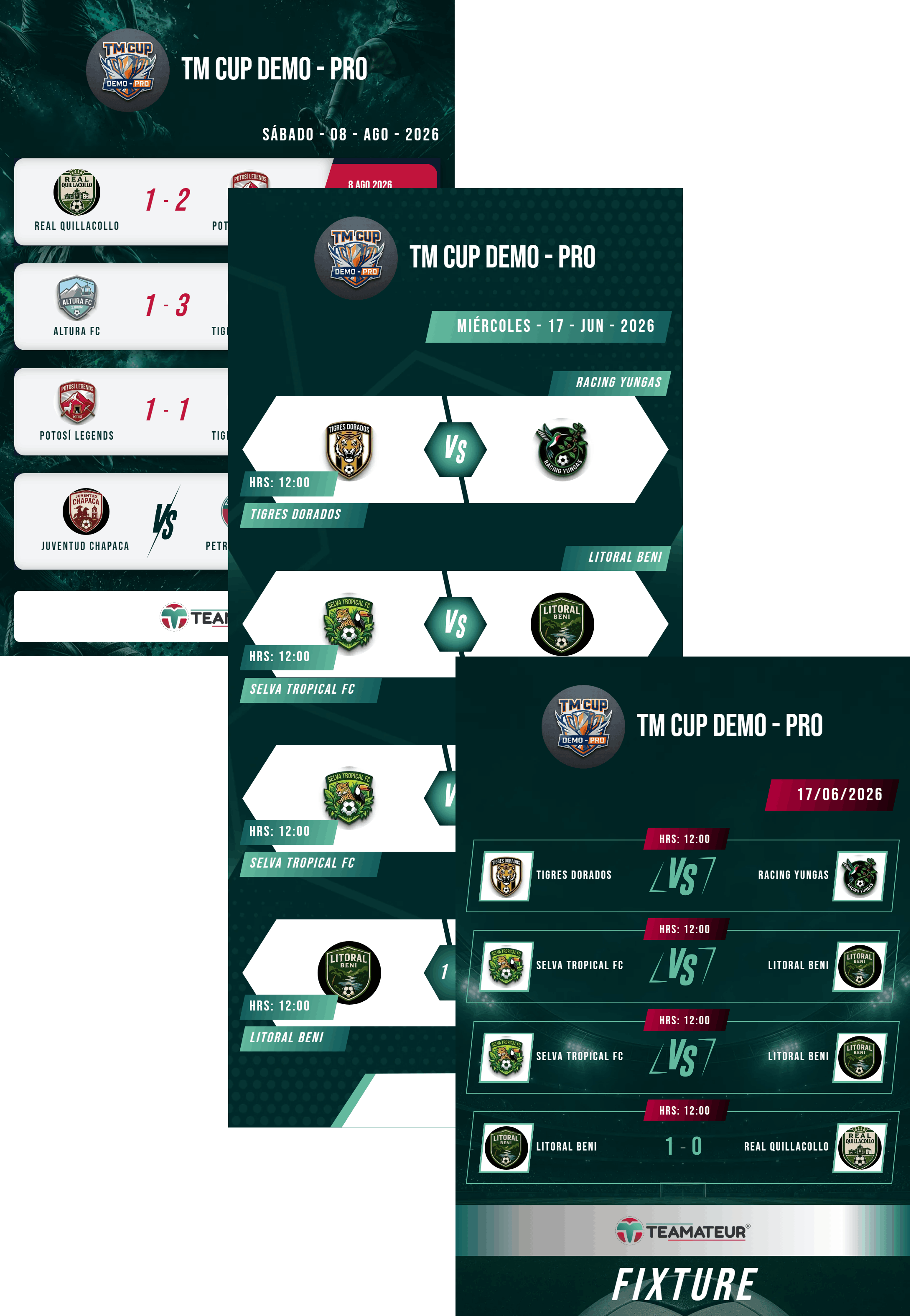 Fixture de torneo generado automáticamente en Teamateur