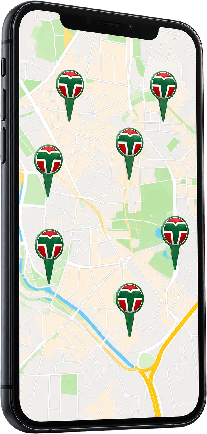 Mapa de canchas en la app de Teamateur